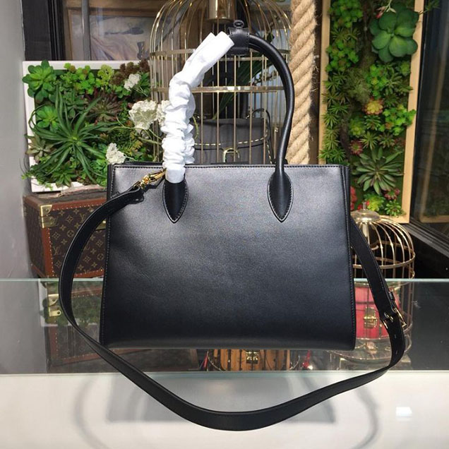 Prada City Calf Bibliotheque Tote 32cm Bag 1BG098 Calfskin Leather Spring Summer 2018 Collection Black