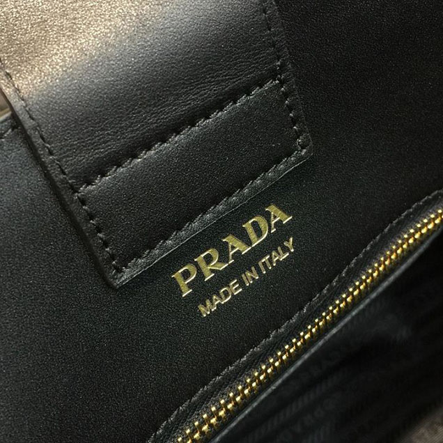 Prada City Calf Bibliotheque Tote 32cm Bag 1BG098 Calfskin Leather Spring Summer 2018 Collection Black