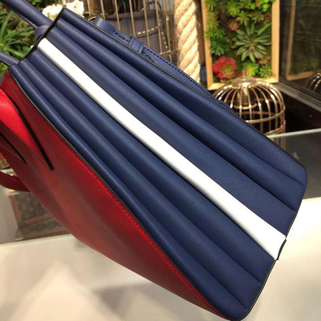Prada City Calf Bibliotheque Tote 32cm Bag 1BG098 Calfskin Leather Fall Winter 2017 Bag Collection Red Blue
