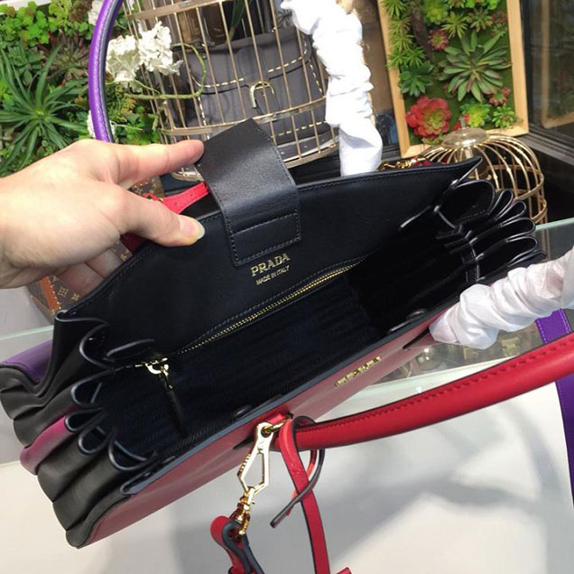 Prada City Calf Bibliotheque Tote 32cm Bag 1BG098 Calfskin Leather Spring Summer 2018 Collection Red Purple