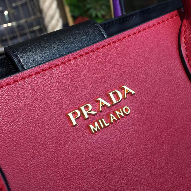 Prada City Calf Bibliotheque Tote 32cm Bag 1BG098 Calfskin Leather Spring Summer 2018 Collection Red Purple