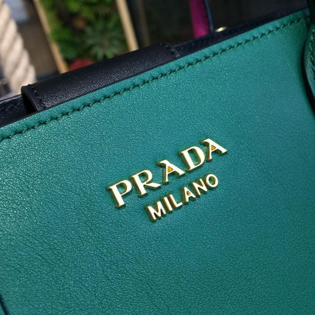 Prada City Calf Bibliotheque Tote 32cm Bag 1BG098 Calfskin Leather Spring Summer 2018 Collection Emerald Fuchsia