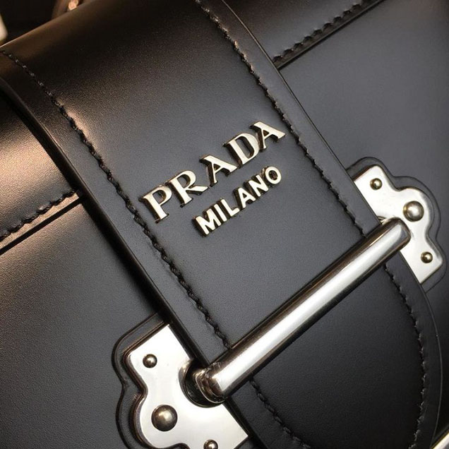 Prada Cahier 18cm Bag 1BH108 Smooth Calfskin Leather Spring Summer 2018 Collection Black