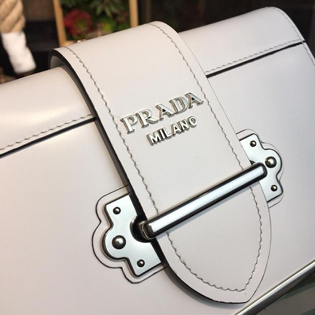 Prada Cahier 18cm Bag 1BH108 Smooth Calfskin Leather Spring Summer 2018 Collection White