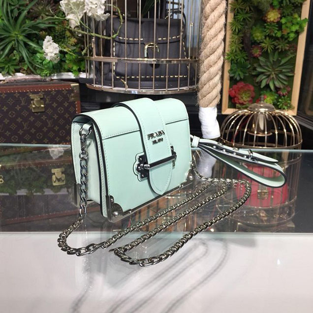 Prada Cahier 18cm Bag 1BH108 Smooth Calfskin Leather Spring Summer 2018 Collection Mint