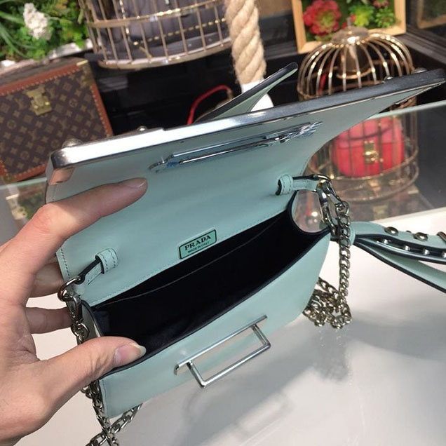 Prada Cahier 18cm Bag 1BH108 Smooth Calfskin Leather Spring Summer 2018 Collection Mint