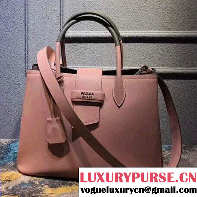 Prada Calfskin Top Handle Tote Bag 1BG148 Pink/Grey Resort 2018 (OZZ-8030226 )