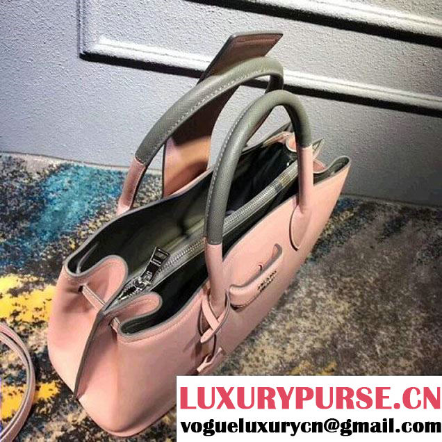 Prada Calfskin Top Handle Tote Bag 1BG148 Pink/Grey Resort 2018 (OZZ-8030226 )