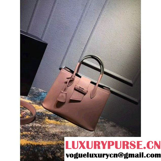 Prada Calfskin Top Handle Tote Bag 1BG148 Pink/Grey Resort 2018 (OZZ-8030226 )