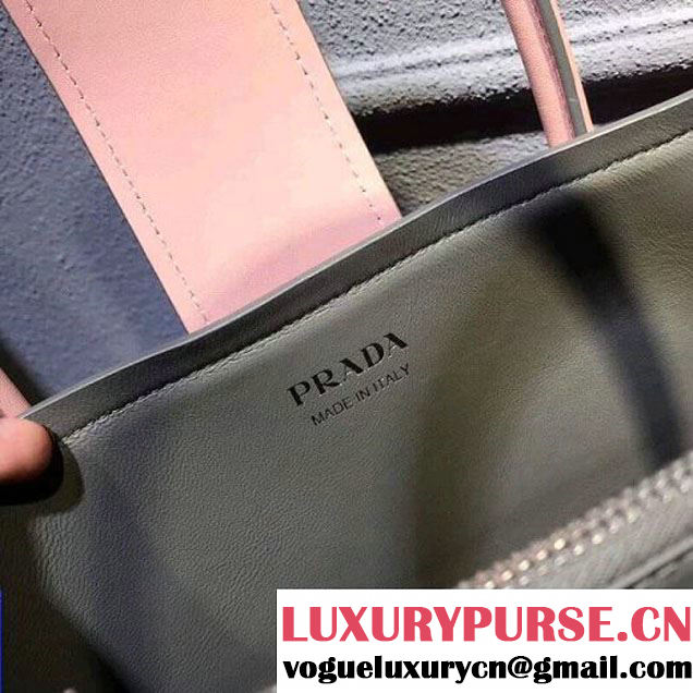 Prada Calfskin Top Handle Tote Bag 1BG148 Pink/Grey Resort 2018 (OZZ-8030226 )