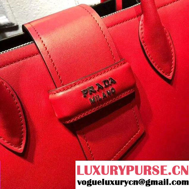 Prada Calfskin Top Handle Tote Bag 1BG148 Red/Black Resort 2018 (OZZ-8030225 )