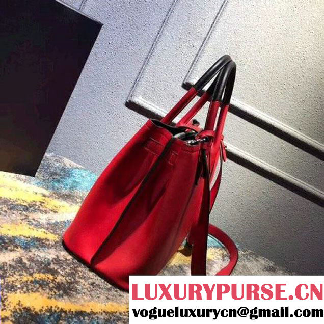 Prada Calfskin Top Handle Tote Bag 1BG148 Red/Black Resort 2018 (OZZ-8030225 )