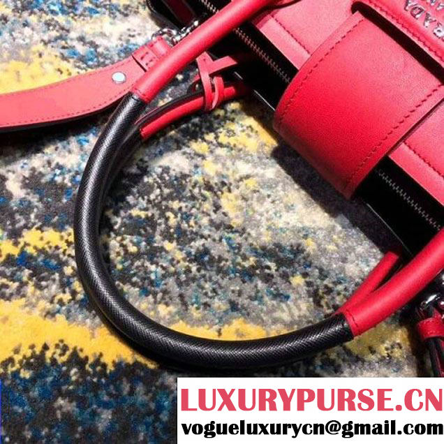 Prada Calfskin Top Handle Tote Bag 1BG148 Red/Black Resort 2018 (OZZ-8030225 )