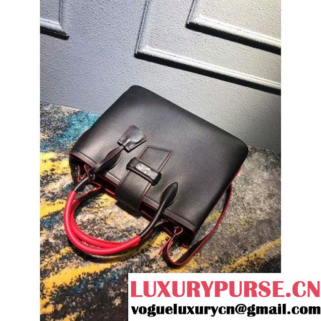 Prada Calfskin Top Handle Tote Bag 1BG148 Black/Red Resort 2018 (OZZ-8030223 )