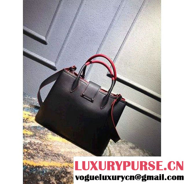 Prada Calfskin Top Handle Tote Bag 1BG148 Black/Red Resort 2018 (OZZ-8030223 )