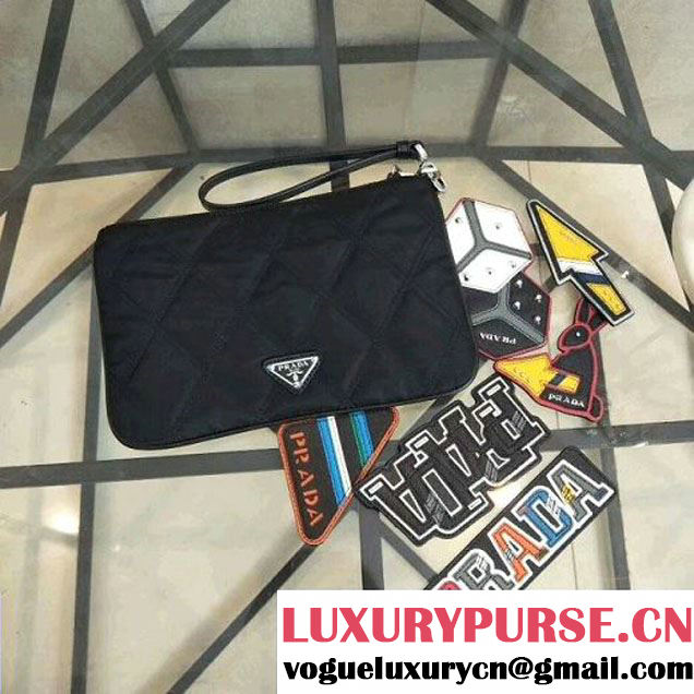 Prada Fabric and Velvet Small Pouch With Appliqué 2NH004 (Nana-8031008 )