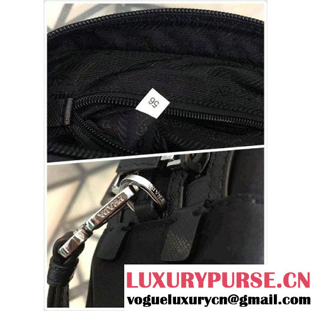 Prada Nylon and Saffiano Leather Cosmetic Pouch 2NE011 Navy/Black 2018 (Nana-8031006 )
