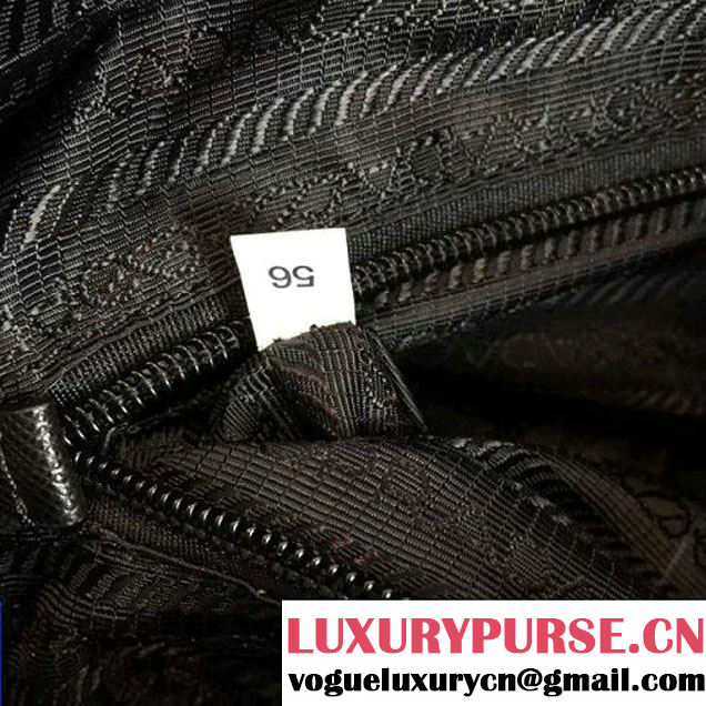 Prada Nylon and Saffiano Leather Cosmetic Pouch 2NE007 Navy/Black 2018 (Nana-8031004 )