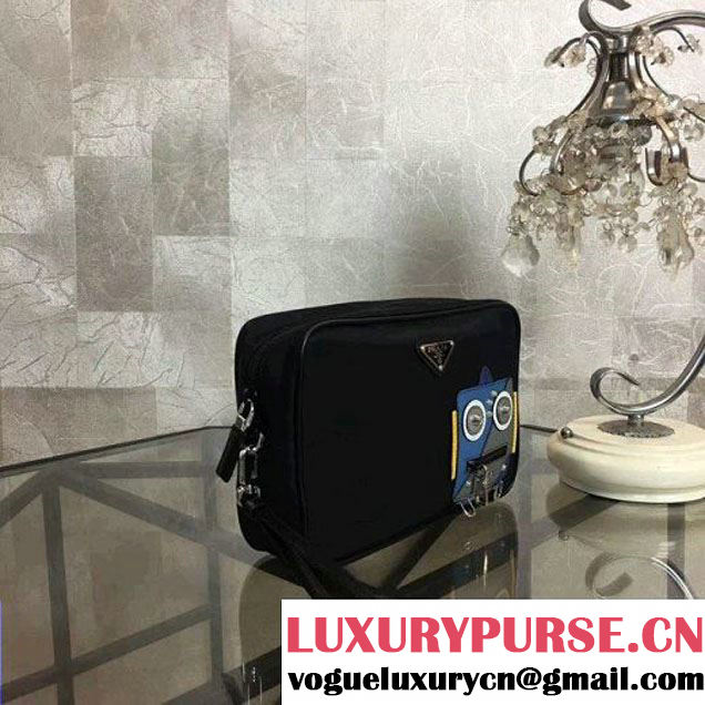 Prada Nylon and Saffiano Leather Cosmetic Pouch 2NE007 Blue/Grey 2018 (Nana-8031003 )