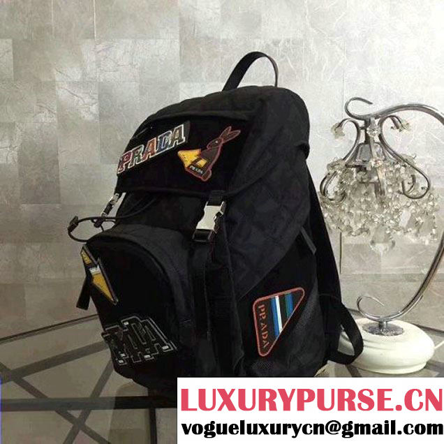Prada Fabric and Velvet Backpack with Removed Applique 2VZ135 2018 (Nana-8030911 )