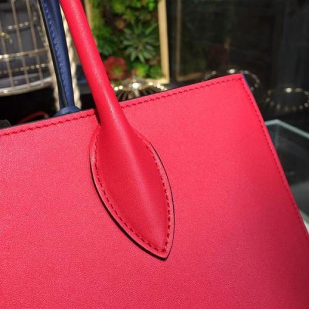 Prada City Calf Bibliotheque Tote 32cm Bag 1BG098 Calfskin Leather Spring/Summer 2018 Collection, Red/Blue
