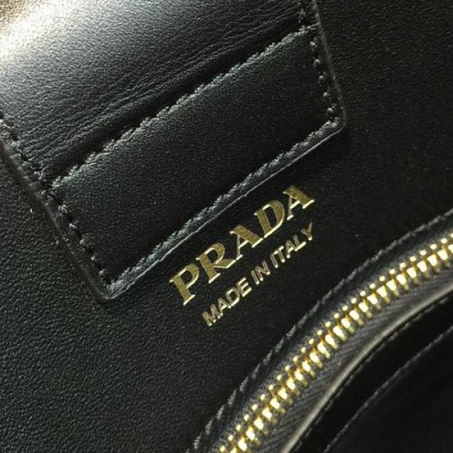 Prada City Calf Bibliotheque Tote 32cm Bag 1BG098 Calfskin Leather Spring/Summer 2018 Collection, Emerald/Fuchsia