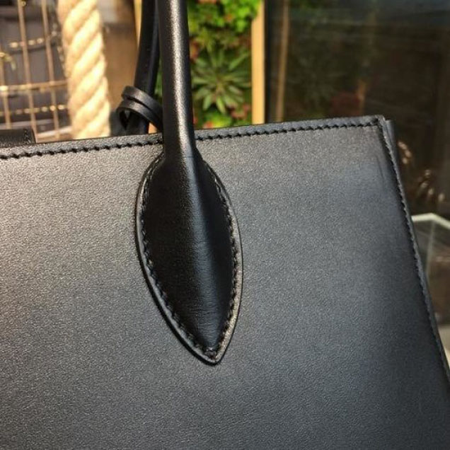 Prada City Calf Bibliotheque Tote 32cm Bag 1BG098 Calfskin Leather Spring/Summer 2018 Collection, Black/Red