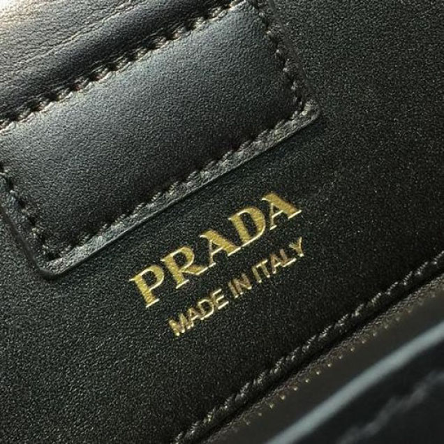 Prada City Calf Bibliotheque Tote 32cm Bag 1BG098 Calfskin Leather Spring/Summer 2018 Collection, Black/Red