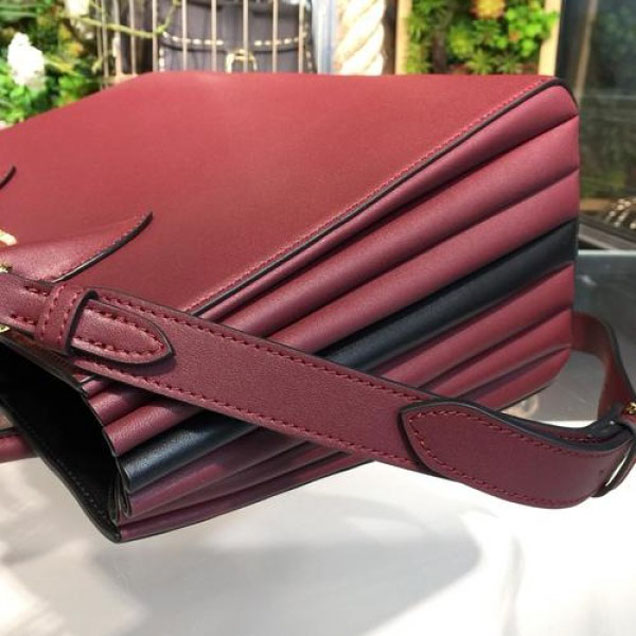 Prada City Calf Bibliotheque Tote 32cm Bag 1BG098 Calfskin Leather Spring/Summer 2018 Collection, Burgundy/Black