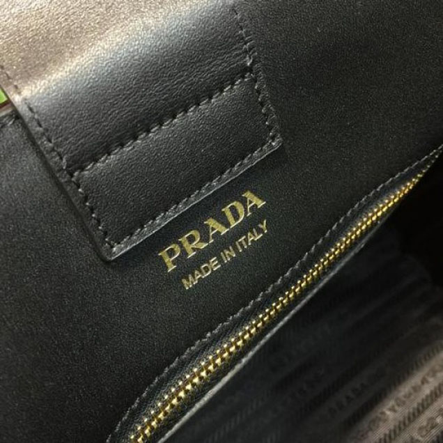 Prada City Calf Bibliotheque Tote 32cm Bag 1BG098 Calfskin Leather Spring/Summer 2018 Collection, Burgundy/Black