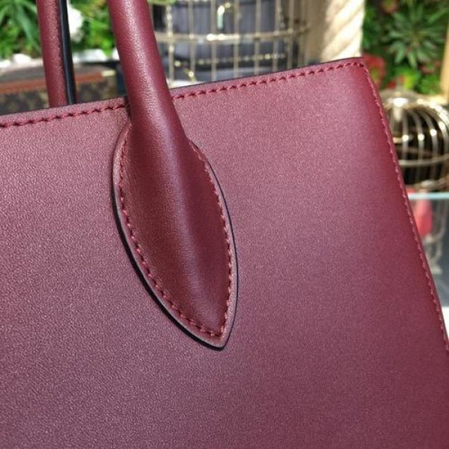 Prada City Calf Bibliotheque Tote 32cm Bag 1BG098 Calfskin Leather Spring/Summer 2018 Collection, Burgundy/Black