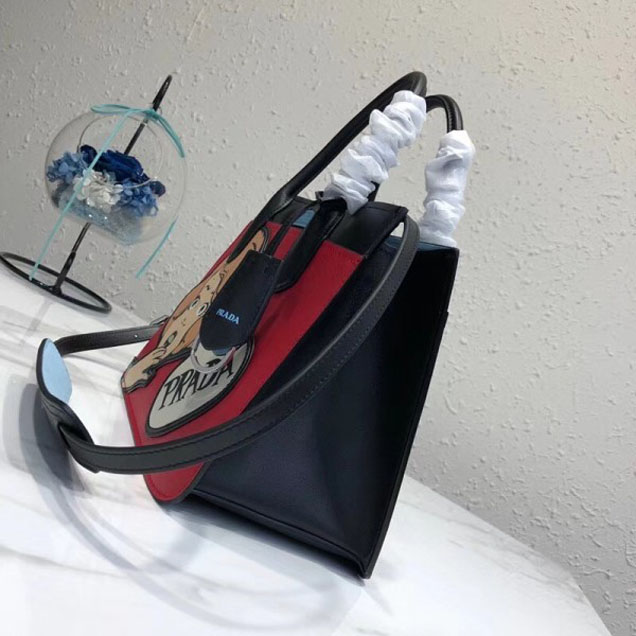 Prada Dual Calf Leather Bag 1BG122 Comics Patch Red 2018
