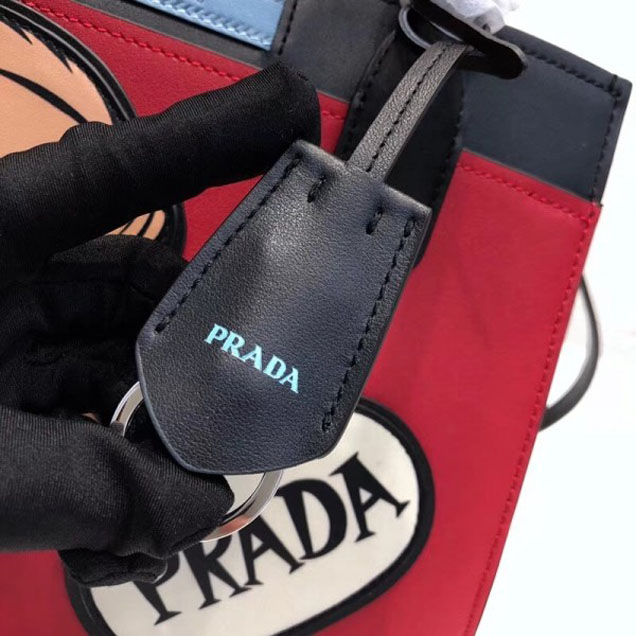 Prada Dual Calf Leather Bag 1BG122 Comics Patch Red 2018