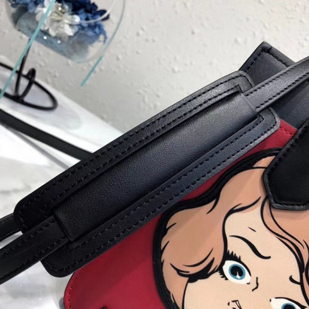 Prada Dual Calf Leather Bag 1BG122 Comics Patch Red 2018