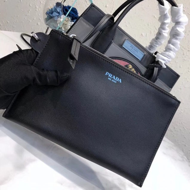 Prada Dual Calf Leather Bag 1BA178 Comics Patch Gray 2018
