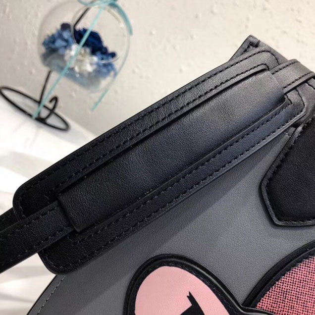 Prada Dual Calf Leather Bag 1BA178 Comics Patch Gray 2018