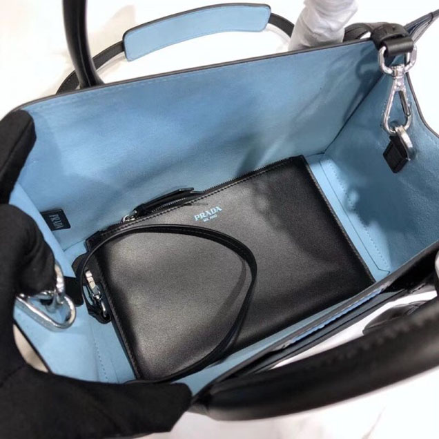 Prada Dual Calf Leather Bag 1BA178 Comics Patch Gray 2018
