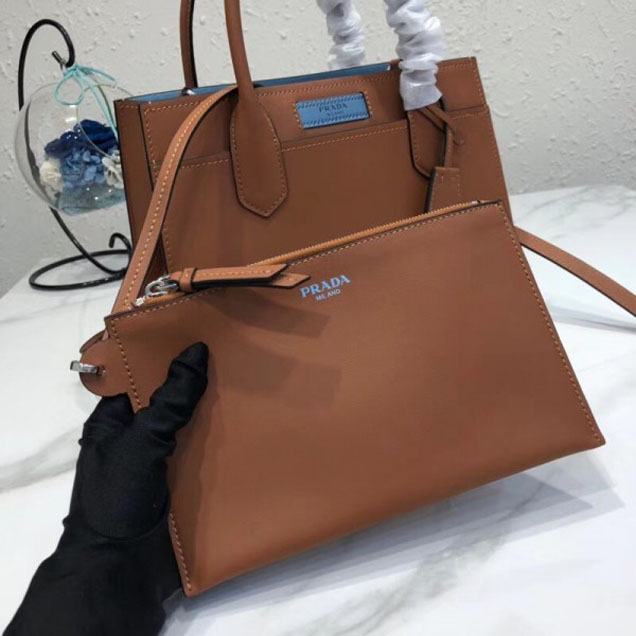Prada Dual Calf Leather Bag 1BA178 Caramel 2018