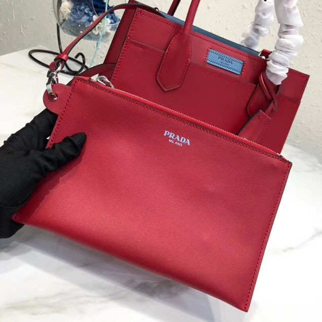 Prada Dual Calf Leather Bag 1BA178 Red 2018