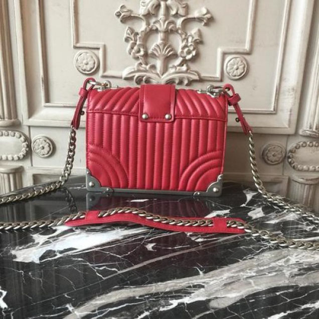 Prada Diagramme Cahier 20cm Bag 1BH108 Soft Calfskin Leather Spring/Summer 2018 Collection, Red