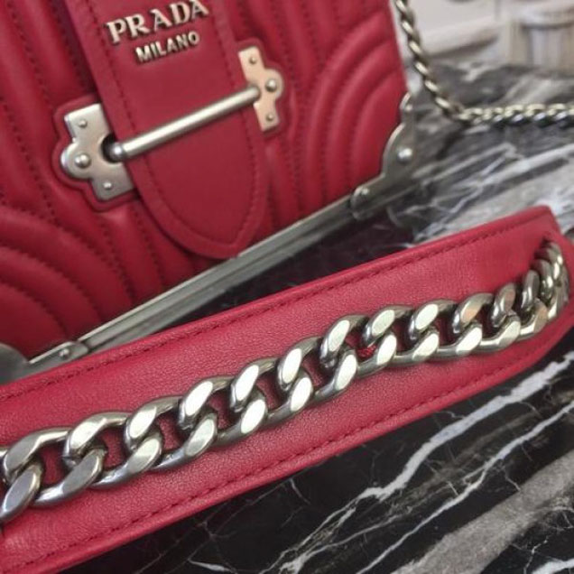 Prada Diagramme Cahier 20cm Bag 1BH108 Soft Calfskin Leather Spring/Summer 2018 Collection, Red