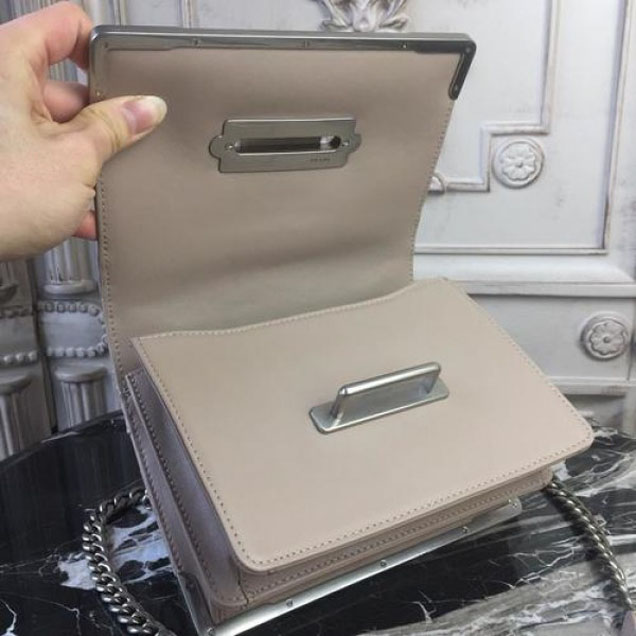 Prada Diagramme Cahier 20cm Bag 1BH108 Soft Calfskin Leather Spring/Summer 2018 Collection, Beige