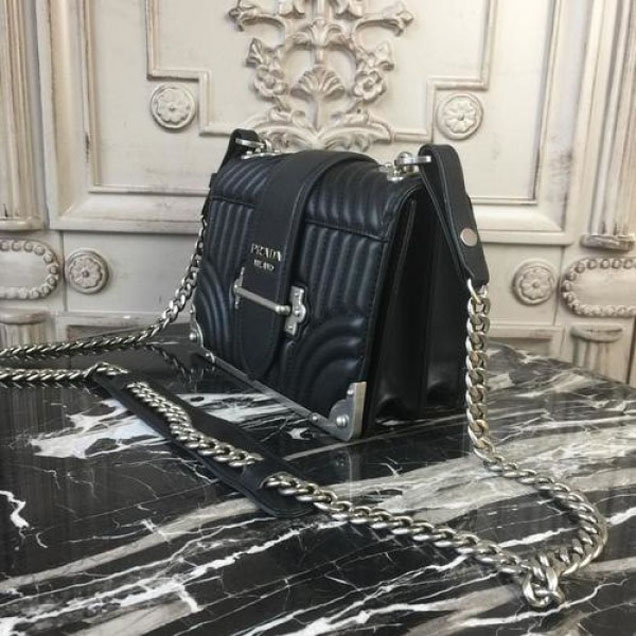 Prada Diagramme Cahier 20cm Bag 1BH108 Soft Calfskin Leather Spring/Summer 2018 Collection, Black