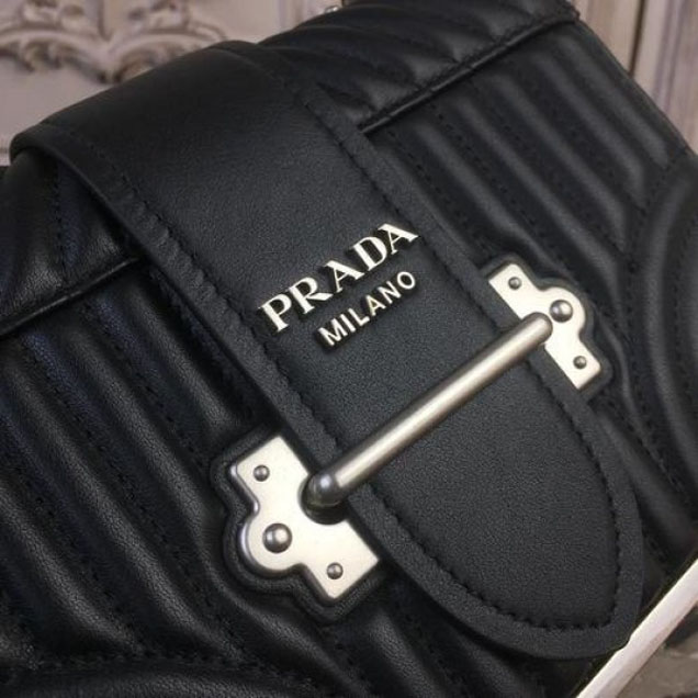 Prada Diagramme Cahier 20cm Bag 1BH108 Soft Calfskin Leather Spring/Summer 2018 Collection, Black