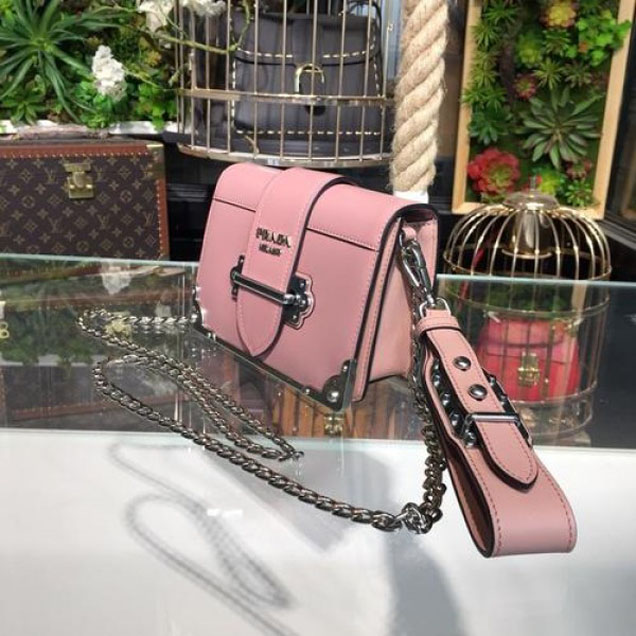 Prada Cahier 18cm Bag 1BH108 Smooth Calfskin Leather Spring/Summer 2018 Collection, Pink