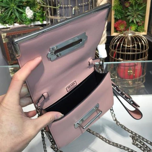 Prada Cahier 18cm Bag 1BH108 Smooth Calfskin Leather Spring/Summer 2018 Collection, Pink