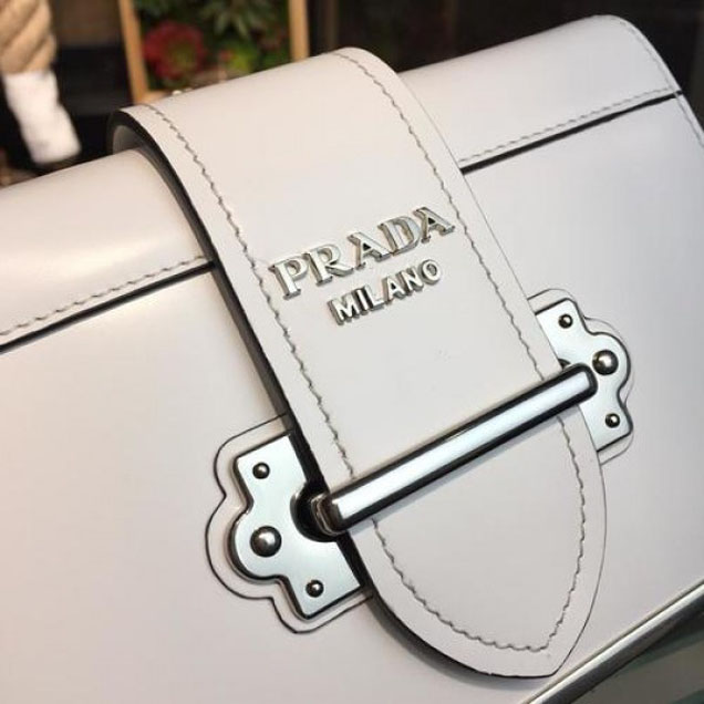 Prada Cahier 18cm Bag 1BH108 Smooth Calfskin Leather Spring/Summer 2018 Collection, White