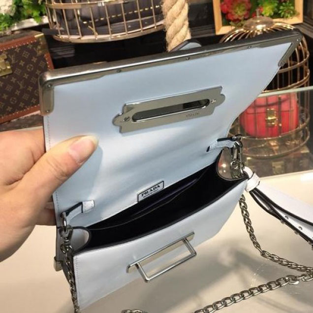 Prada Cahier 18cm Bag 1BH108 Smooth Calfskin Leather Spring/Summer 2018 Collection, White