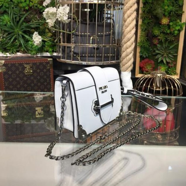 Prada Cahier 18cm Bag 1BH108 Smooth Calfskin Leather Spring/Summer 2018 Collection, White