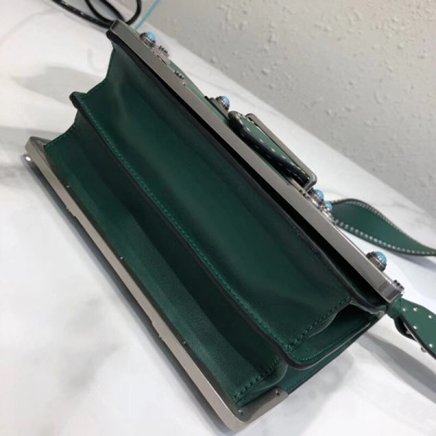 Prada Studded Cahier Calf Leather Shoulder Bag 1BD045 Green 2018
